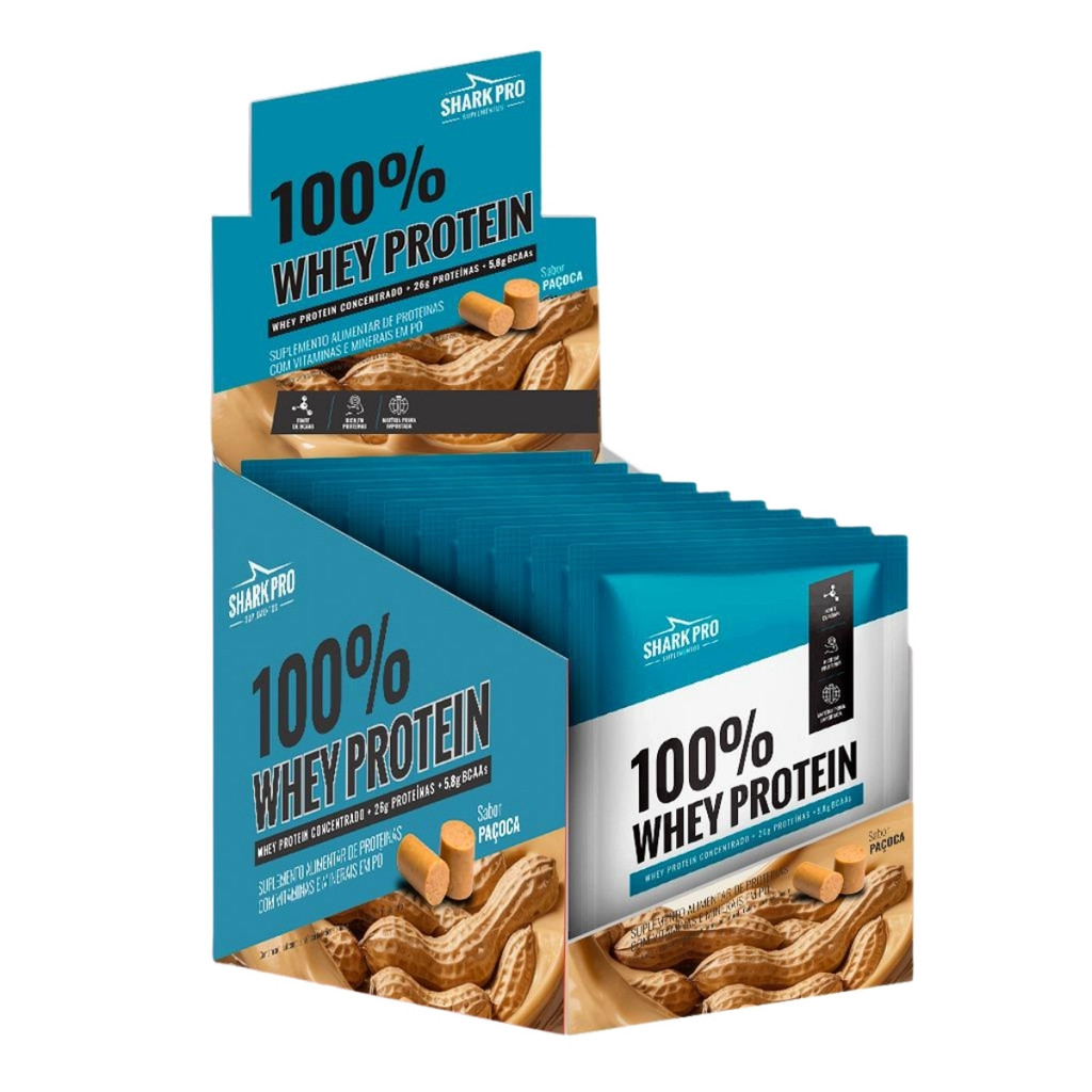 100% Whey Protein Caixa Com 10 Unidades de 40g Shark Pro Paçoca
