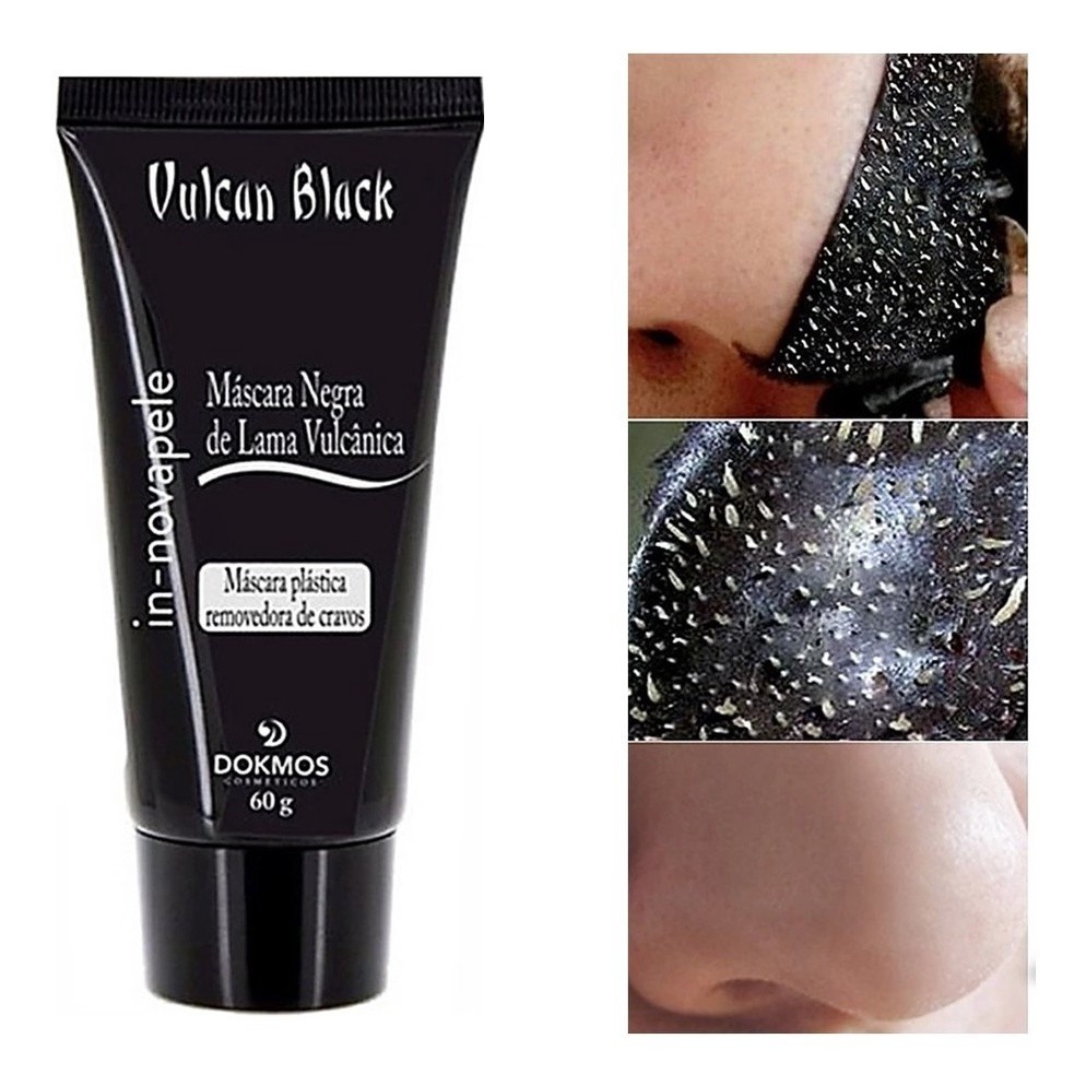 Máscara Adesiva Removedora De Cravos Vulcan Black 70g Limpeza Profunda Elimina Toxinas Limpa os Poros Original Dokmos — imagem 2 de 2