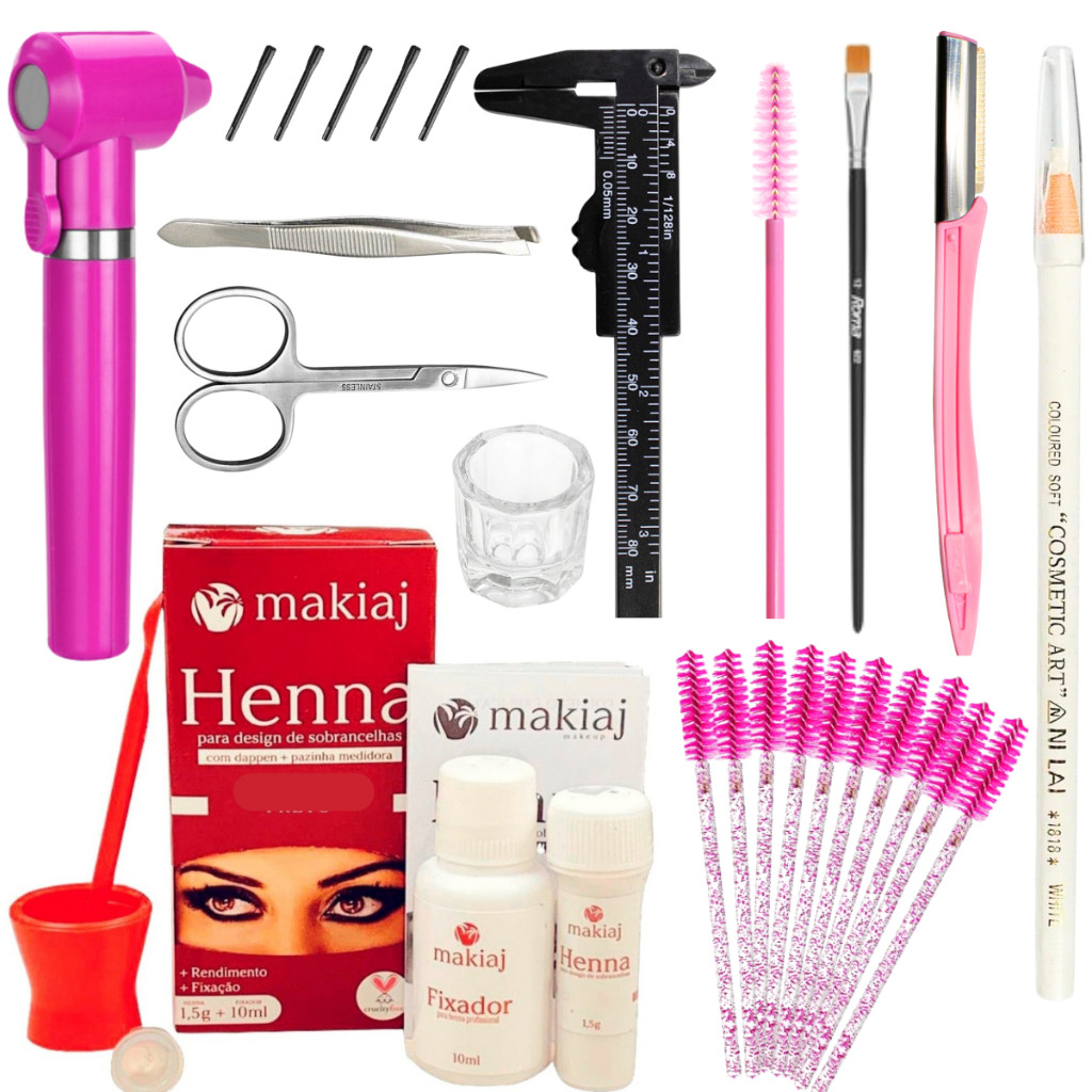 Kit profissional designer de sobrancelhas henna paquimetro e acessórios pronta entrega em Oferta na Shopee