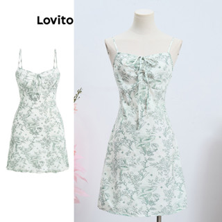 Lovito Vestido Boho Ditsy Floral Lace Up para Mulheres L108ED379 em Oferta na Shopee