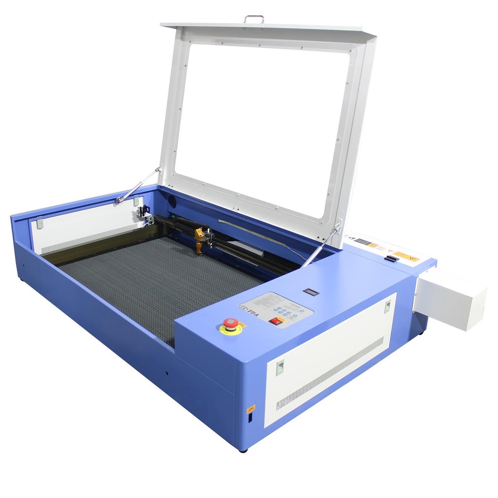 Máquina CNC Router Laser Corte e Gravação Sensor Fluxo de Água 90x60cm 100w Mesa Fixa