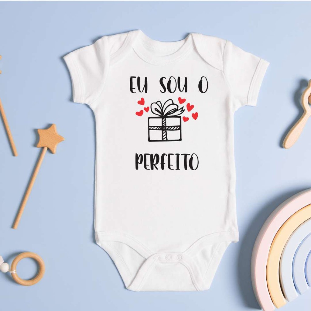 Body curto bebê branco divertido estampado frases eu sou o presenter perfeito