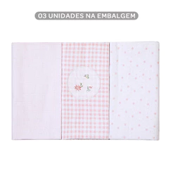 Kit Cueiro Bordados Papi Flanelado Florzinha - 3 Peças