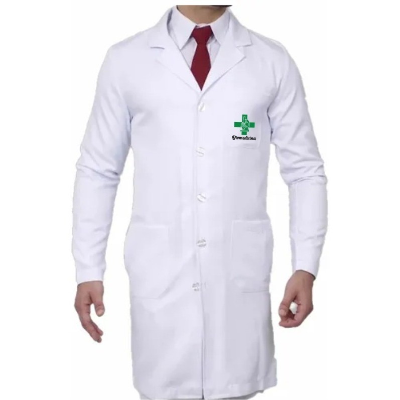 Jaleco Biomedicina Bordado Gabardine Masculino + Nome