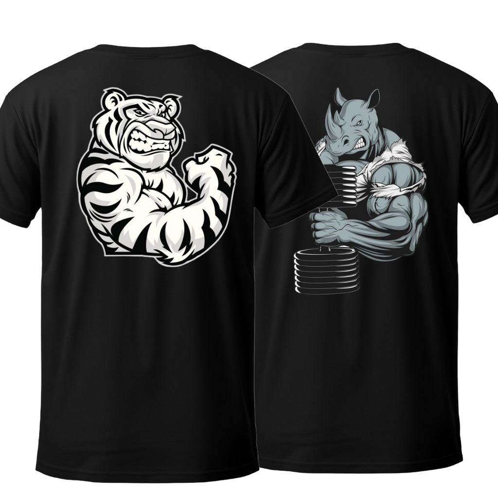 Kit 2 Camisetas Blusa Tshirt Academia Feminina Pretas Tigre Treino Crossfit Fitness Musculação