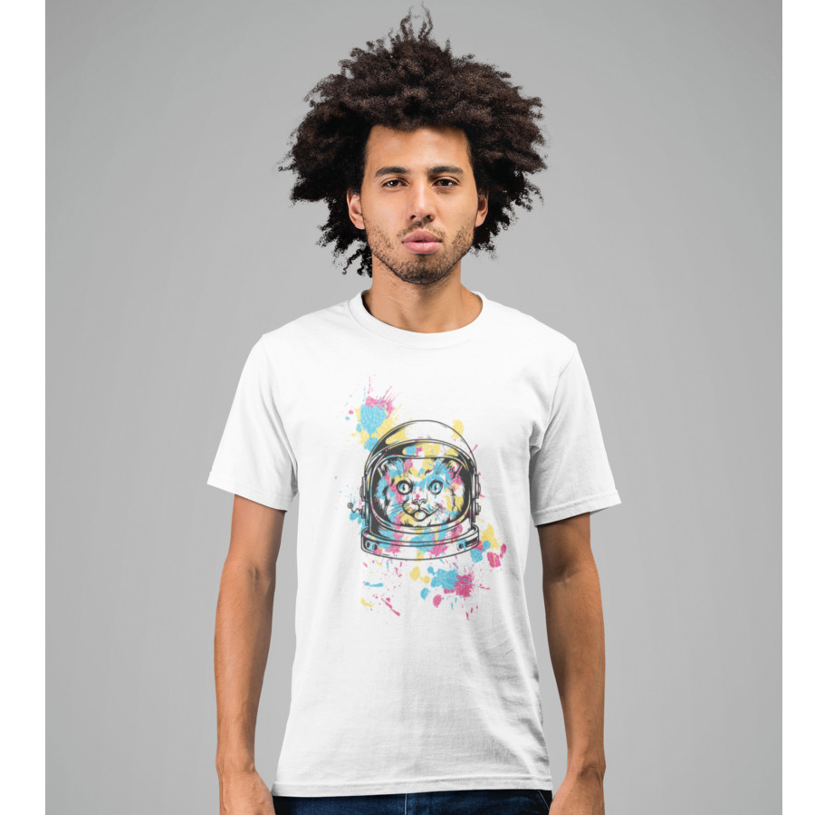 Camiseta Gato Astronauta T-shirt Lançamento Camisa Festa