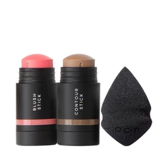 Kit Océane Edition Mini Blush Cloudy Pink Stick Contorno Marrom Claro e Esponja de Maquiagem (3 produtos)
