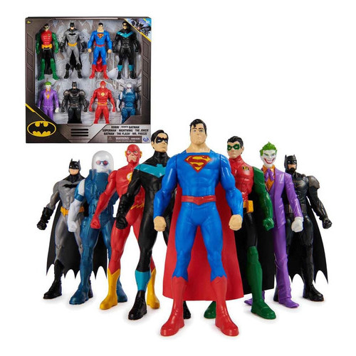 Pack 8 Bonecos Batman Super Man Heróis E Vilões Dc 15 Cm