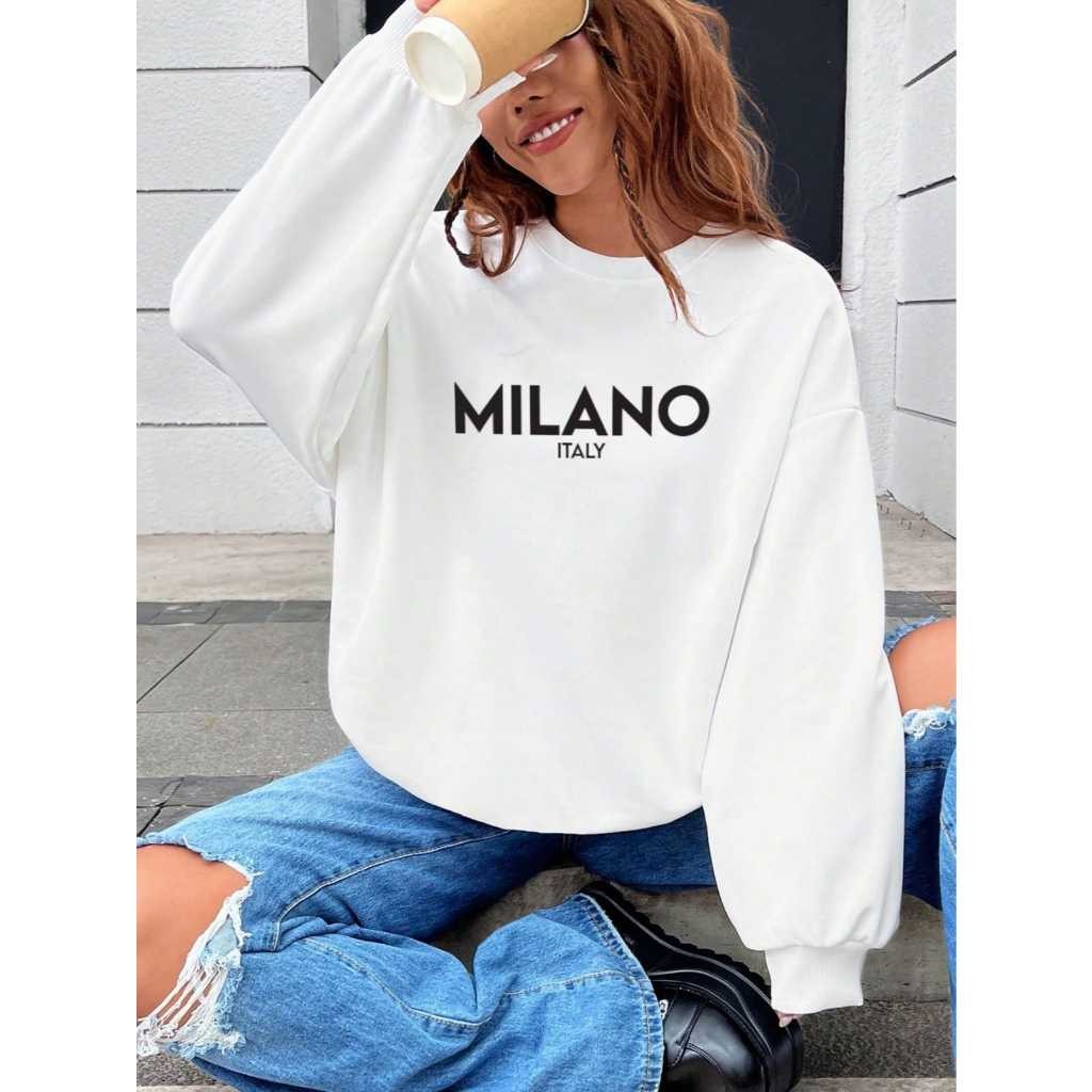 Moletom Feminino Gola Careca Flanelado Moleton Estampado Casaco de Frio Feminino Leve e Confortável