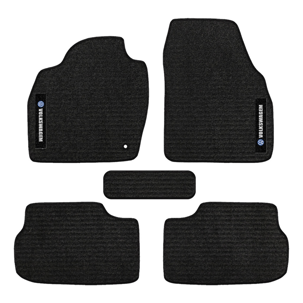 Kit de tapetes 5 peças específico Polo 2017 18 19 20 21 22 23 2024 Carpete Res-Preto