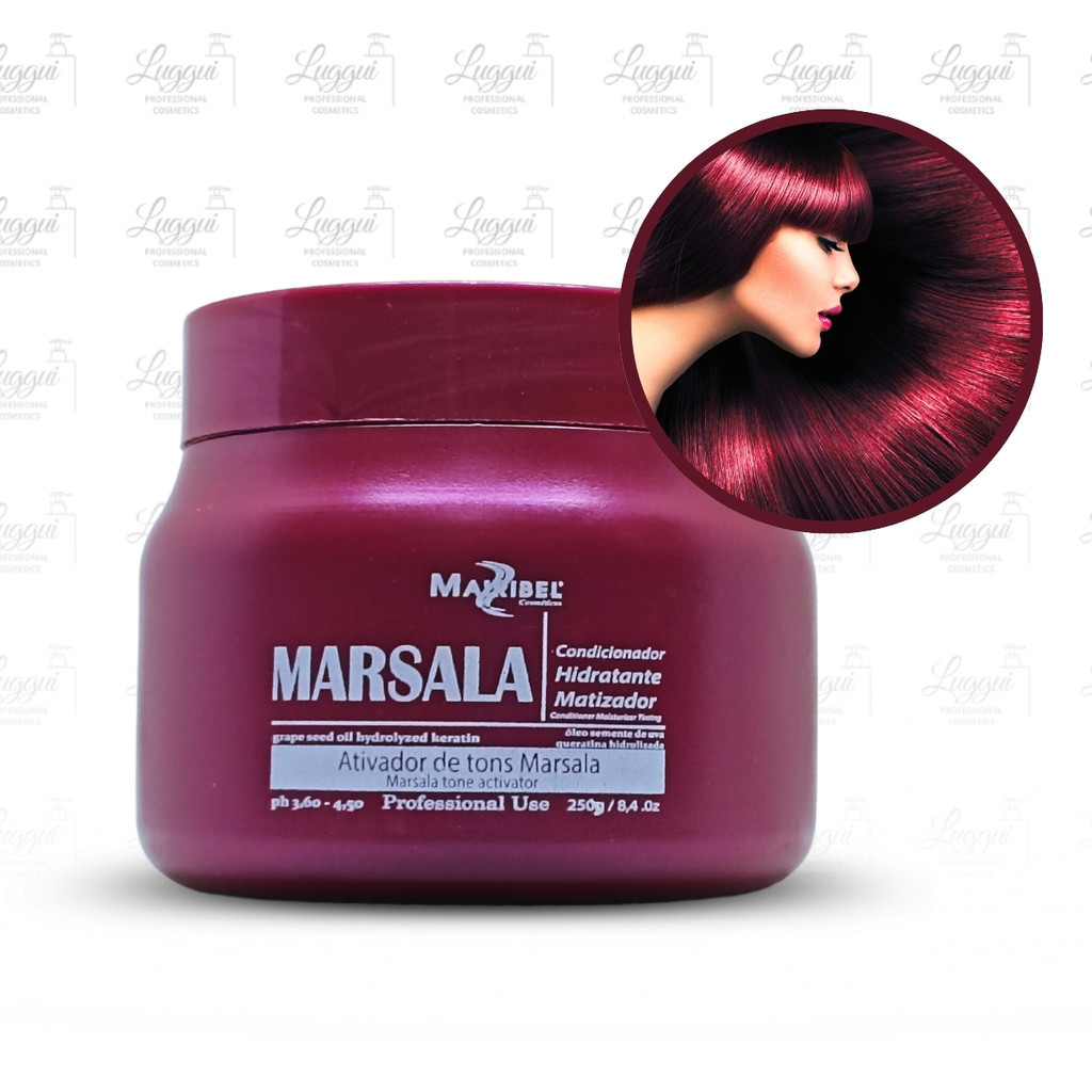 Máscara Matizadora Marsala Mairibel 250g - Ativador de Tons Vermelho Marsala