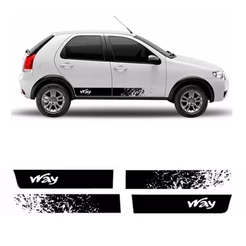 Faixa Lateral Fiat Palio Way 2014/ Adesivo Preto Decorado