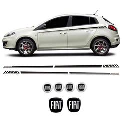 Kit Black Faixa Bravo Sporting 2010 Ate 2016 + Emblemas Fiat