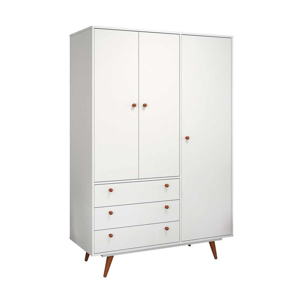 Guarda-Roupa Casal Retrô Plus 3 PT 3 GV Branco Acetinado - Home & Living