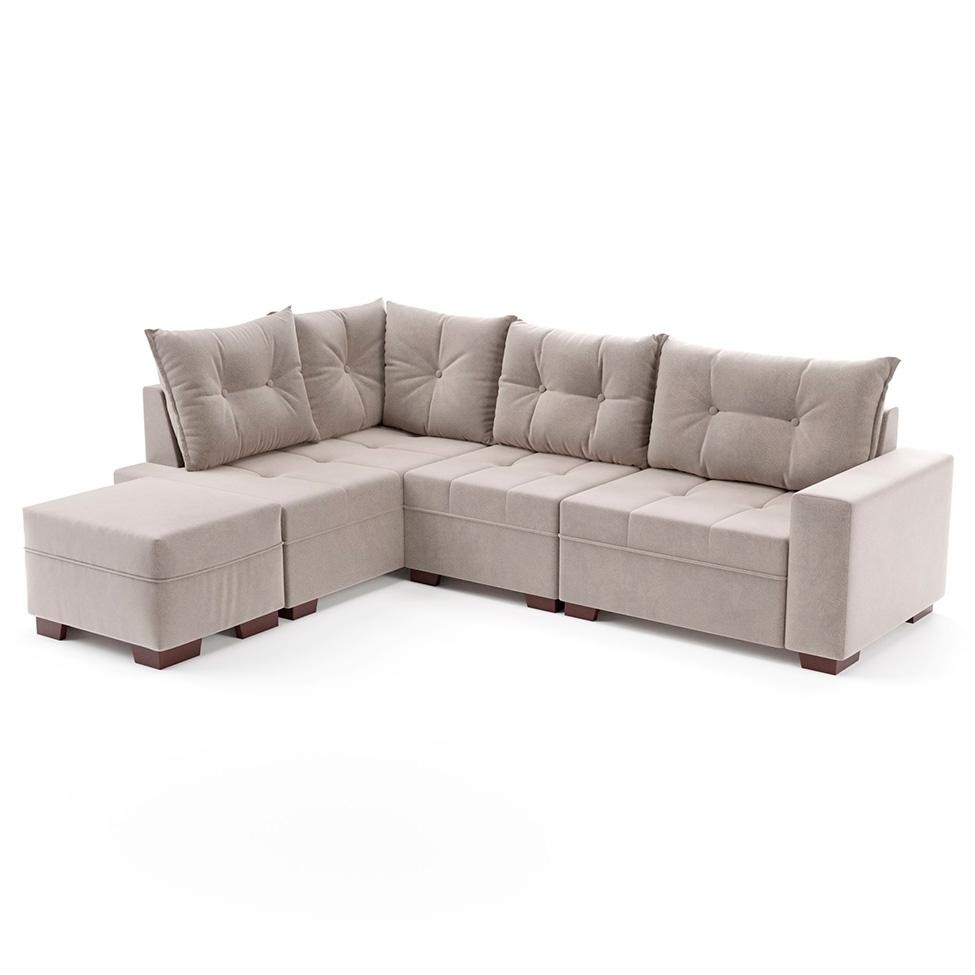 Sofá de Canto 7 Lugares Glória Suede Bege em Oferta na Shopee