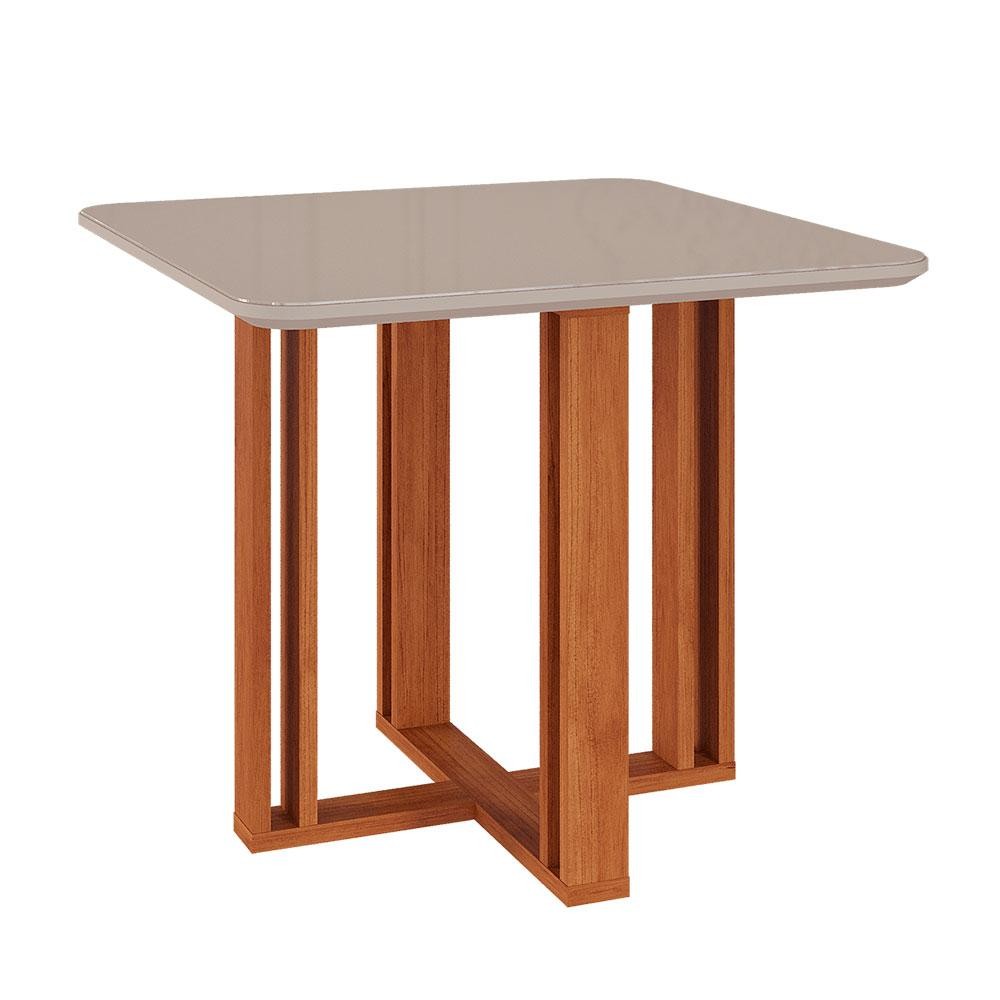 Mesa de Jantar Quadrada com Tampo de Vidro Flora Cinamomo e Off White 95 cm em Oferta na Shopee