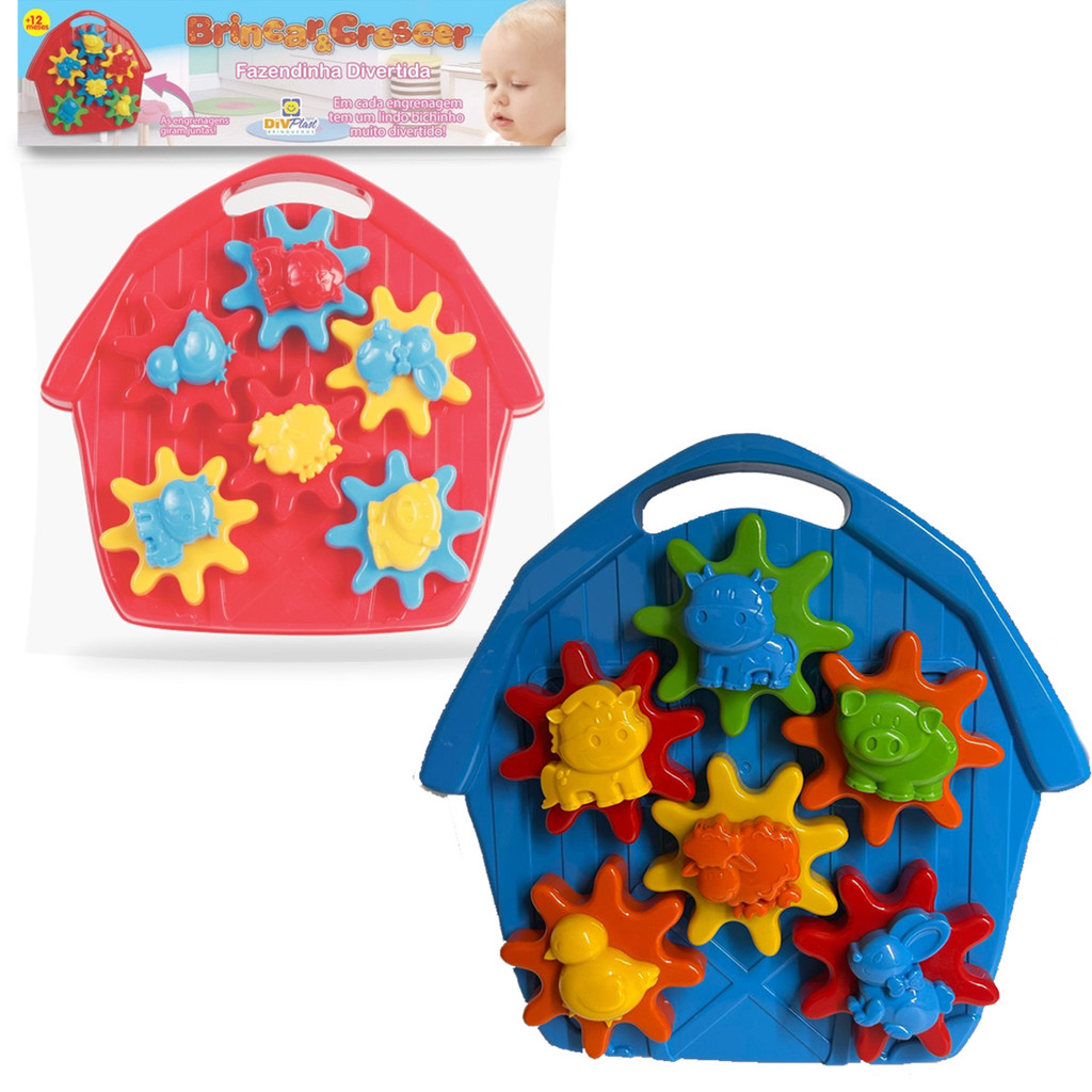 Brinquedo de Desenvolvimento Infantil Fazendinha Baby Animal Brinquedo de Encaixe Roda Roda Ref 167 Divplast