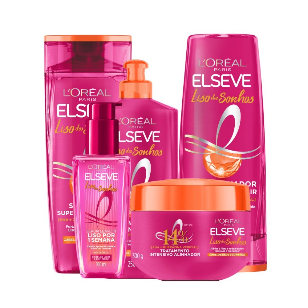 Kit Elseve Liso Dos Sonhos AHA + Queratina Vegetal (5un) - Beauty
