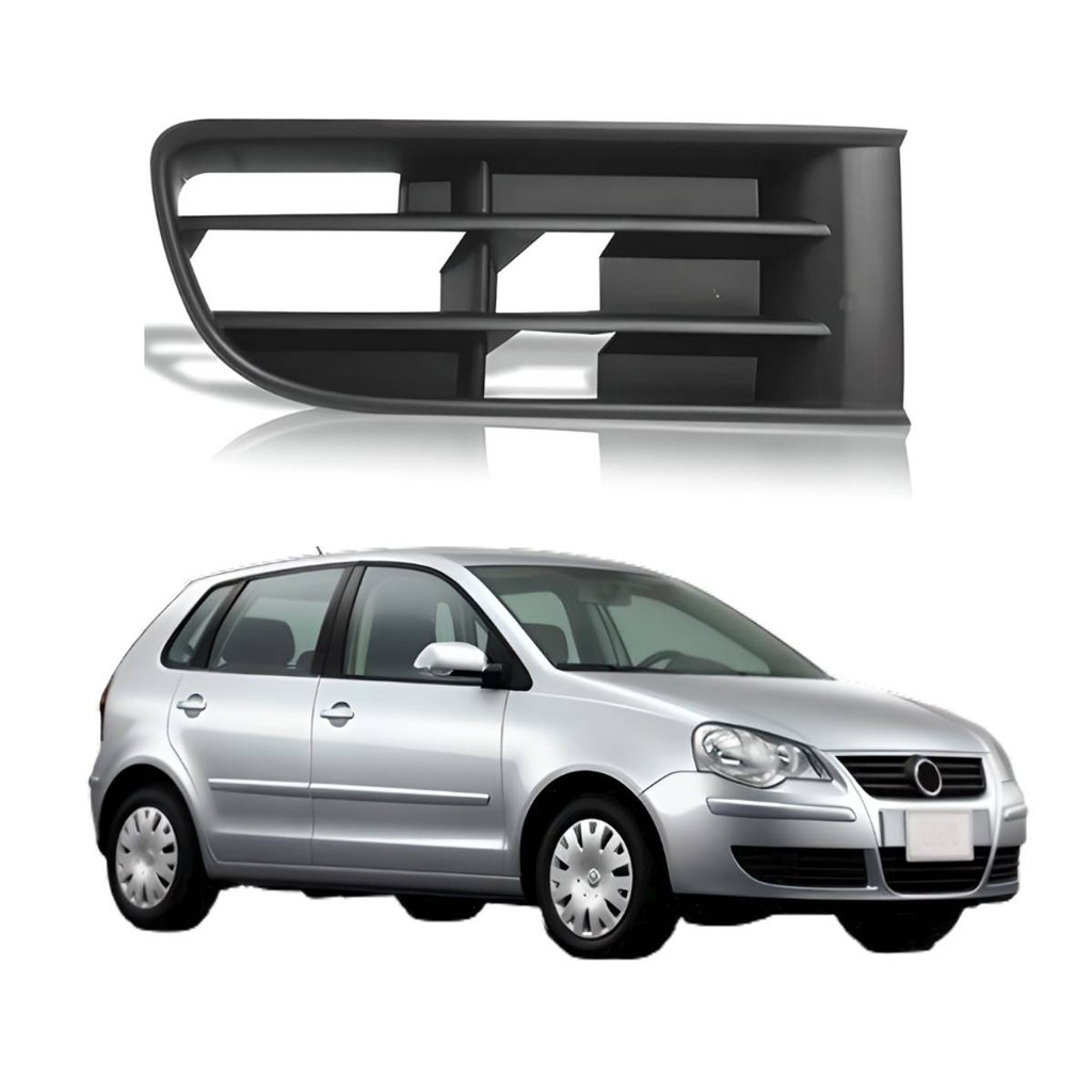 GRADE FAROL AUXILIAR POLO 2003 A 2006 PRETA LADO DIREITO SEM FURO MILHA em Oferta na Shopee