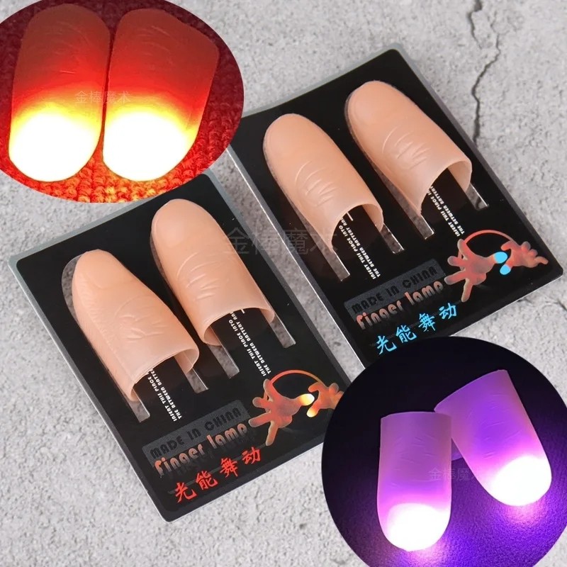 2 Pçs Truque De Mágica Dedos Polegares Com LED Alimentado Por Bateria Adereços Mágicos Halloween Brinquedos De Festa Par