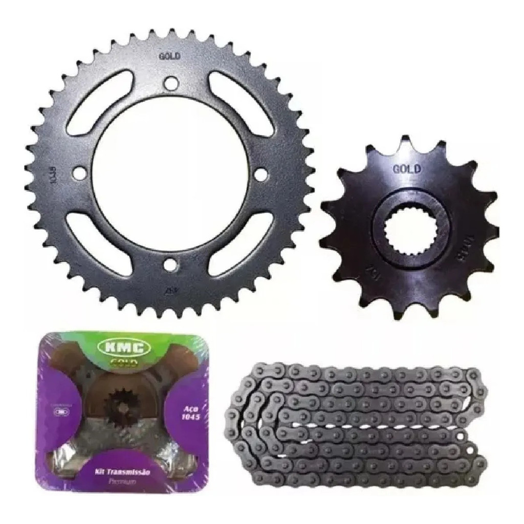 Kit Relação Transmissão Biz 110 2016 à 2021 Biz 125 2005 à 2023 Com Retentor Original KMC