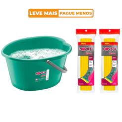 Kit 2 Refil Mop Sekito e Balde Sekito 10L Noviça Bettanin