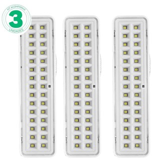 Kit 3 Luminárias de emergência 30 Leds branca - Elgin em Oferta na Shopee