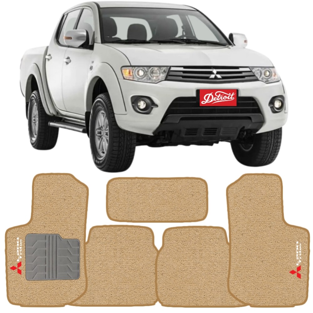 Tapete Mitsubishi L200 Triton 2007 a 2016 Tevic TVMT12003B Carpete Pinado Bege