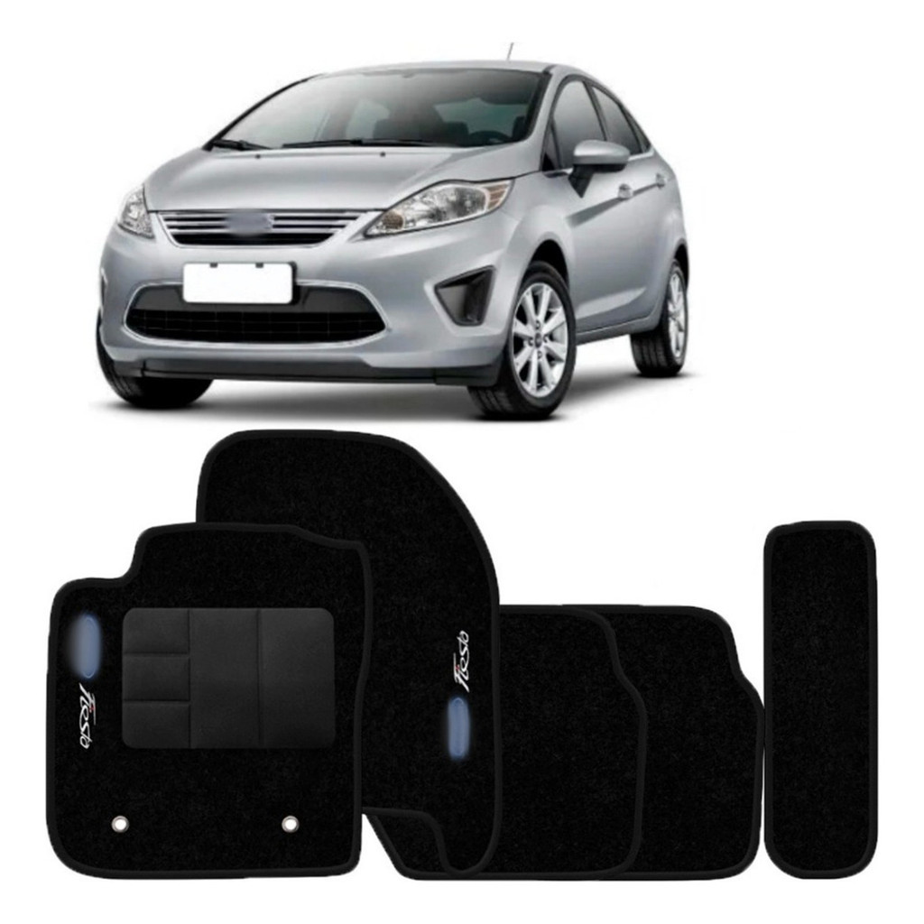 Kit de tapetes 5 peças específico New Fiesta 2010 ... 2013 Carpete Preto