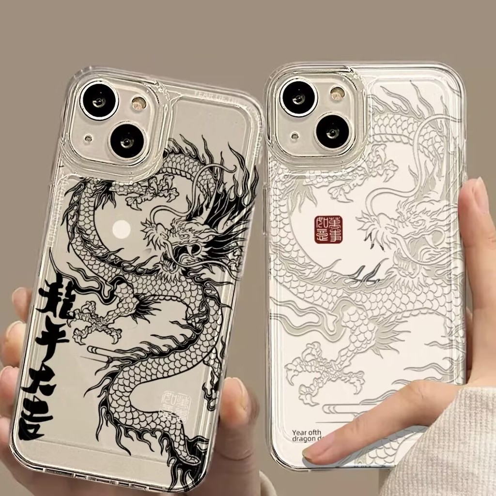 Preto Branco Dragão Chinês Loong Caso Para Realme C75 C63 C65 C67 C53 C55 C20 C15 C21Y 11 12 5 6 Pro Plus 5 5S 5I 6I Cap