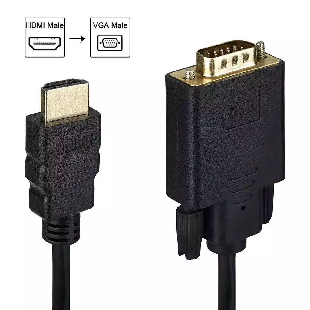 Cabo Conversor Hdmi Macho Para Vga Macho 1.80 Metros Banhado em Oferta na Shopee
