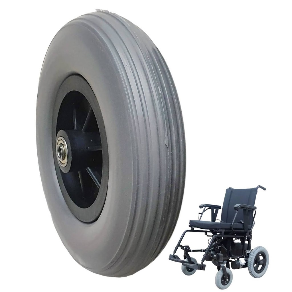 Roda Dianteira Pneu Maciço 200x50 Cadeira Rodas Furo 8mm Cinza