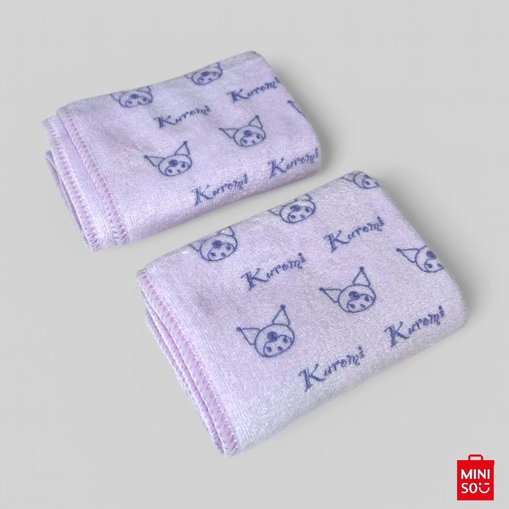 Kit 2 Toalhas Sanrio Kuromi Miniso – Secagem Rápida e Toque Suave para Cabelos e Corpo Pequeno em Oferta na Shopee