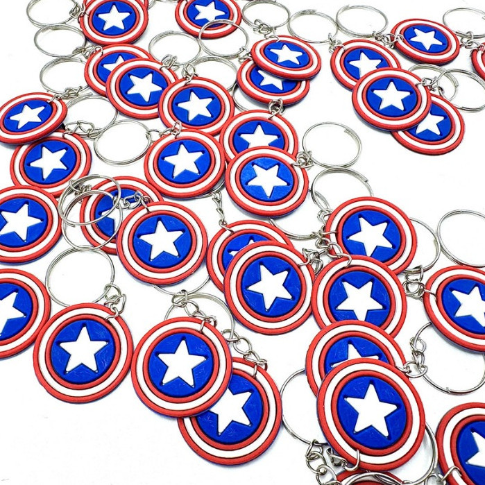 Escudo Capitão América Chaveiro Emborrachado 10unidades Lembrancinha Festa Barato Marvel Novidade