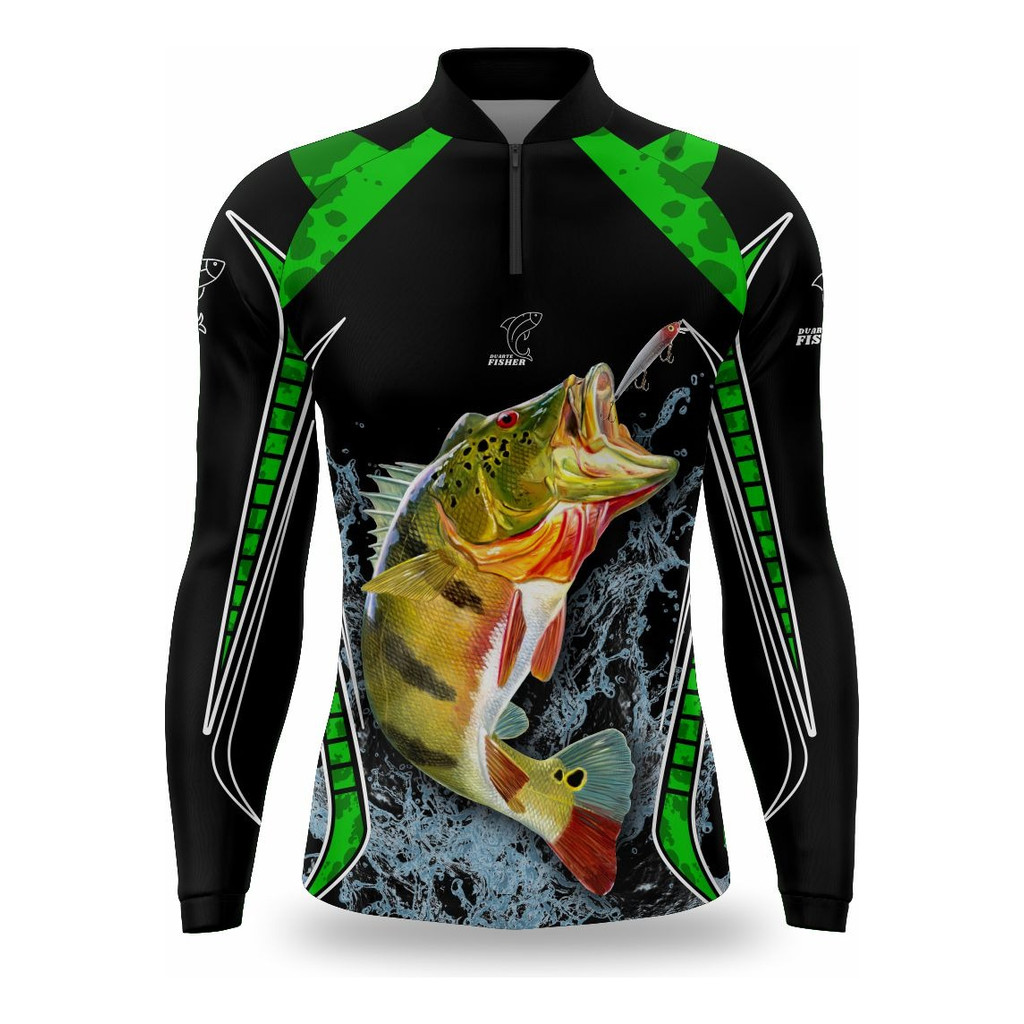 Camiseta de Pesca Infantil Uv50 Camisa Pescaria Manga Longa