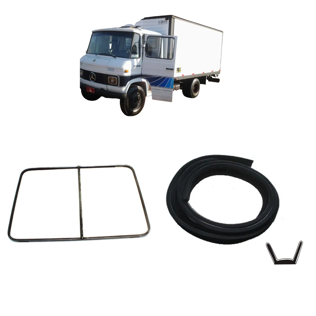 Jogo Cajado Canaleta Mercedes Mb 608 Vidro Correr Um Lado