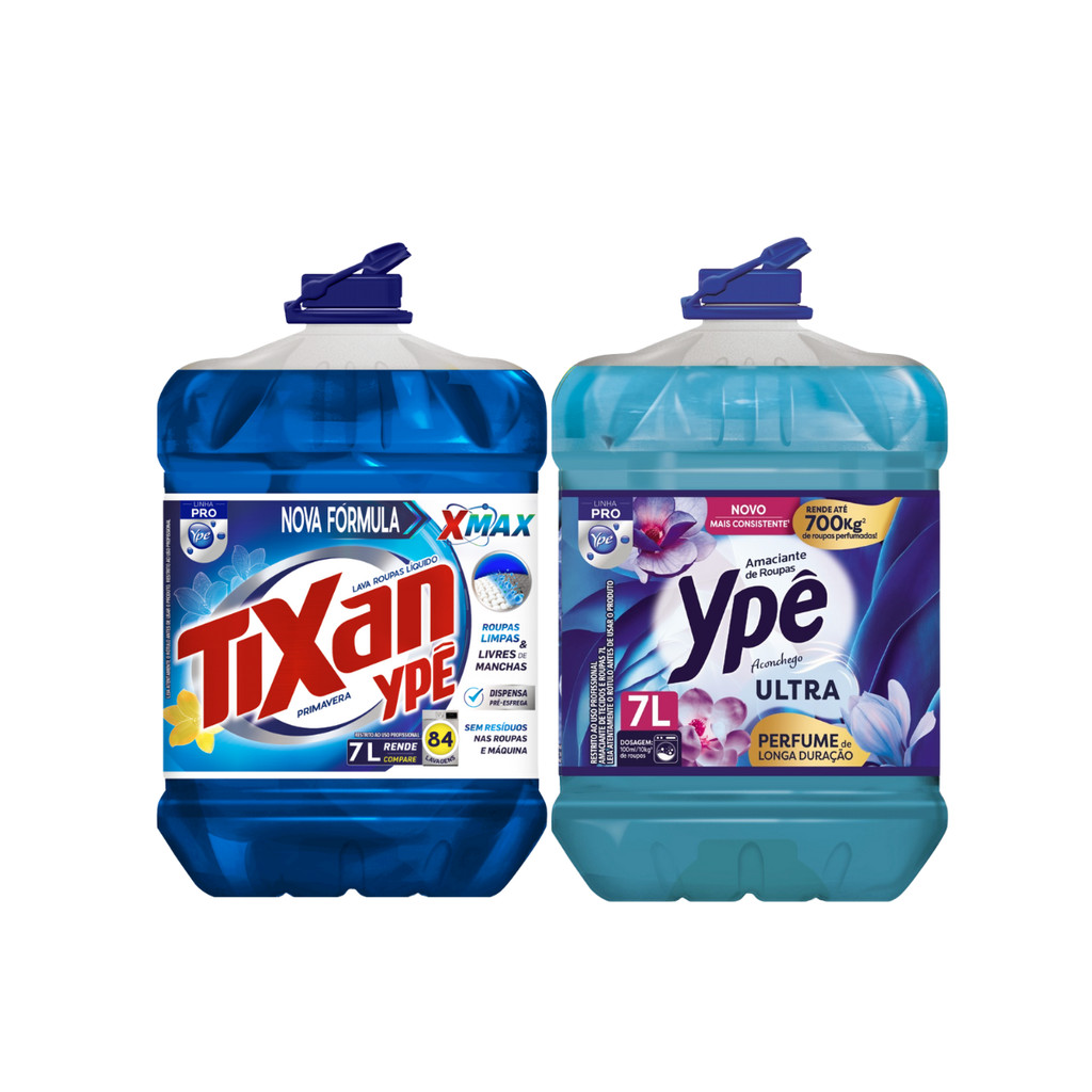 Lava Roupas Tixan Ypê 7L + Amaciante Aconchego 7L Ypê