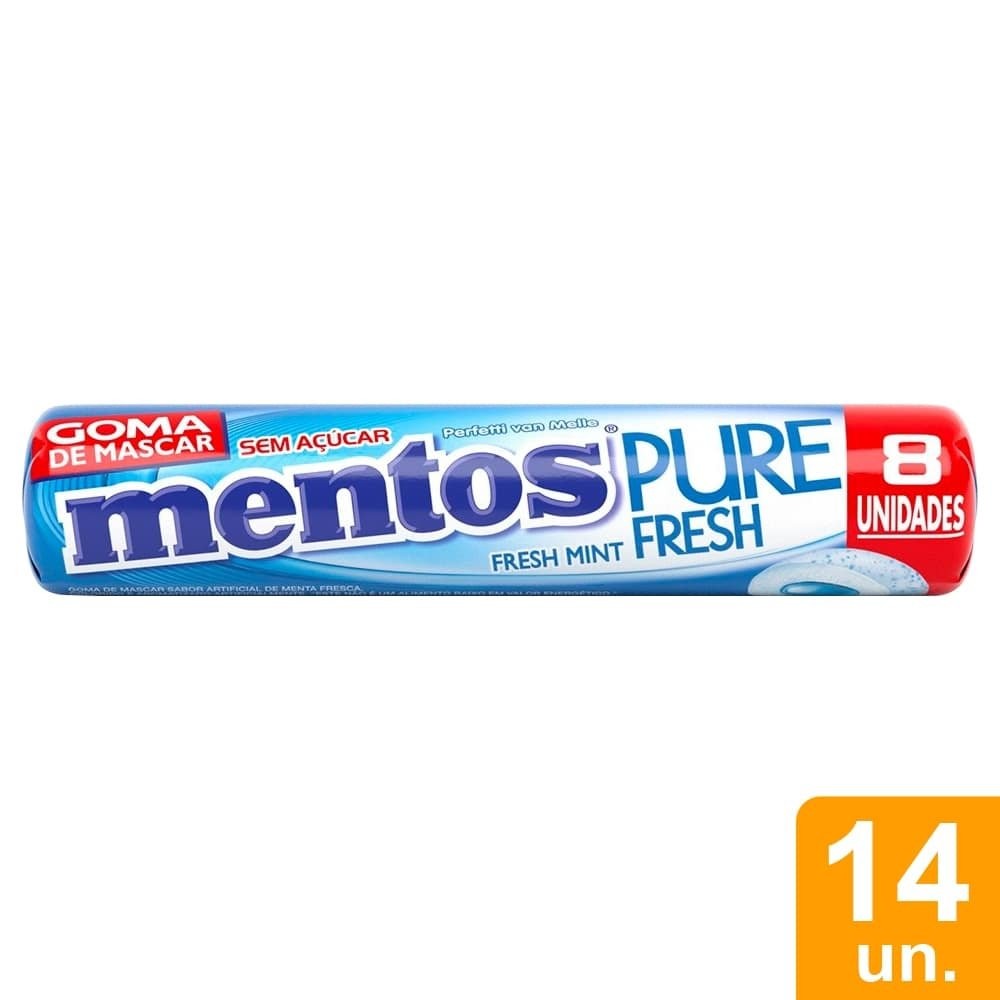 Chiclete Mentos Pure Fresh Mint Stick - Caixa com 14 Unidades