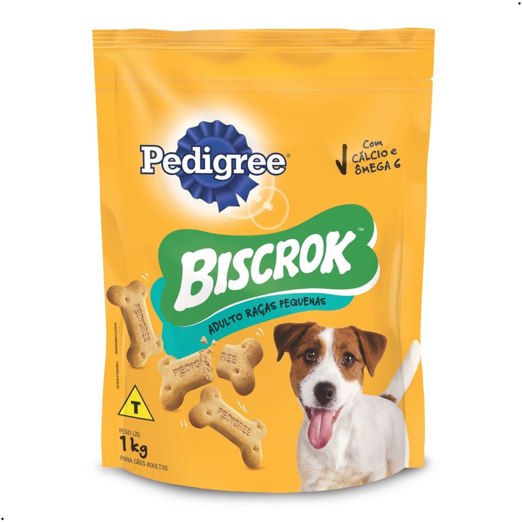 Pedigree Biscrok 1Kg Biscoito Cães Adultos Raças Pequenas Snack Crocante Saudável Sabor Irresistível