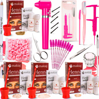 kit design de sobrancelhas profissional completo henna mixer paquimetro molde escovinha b…