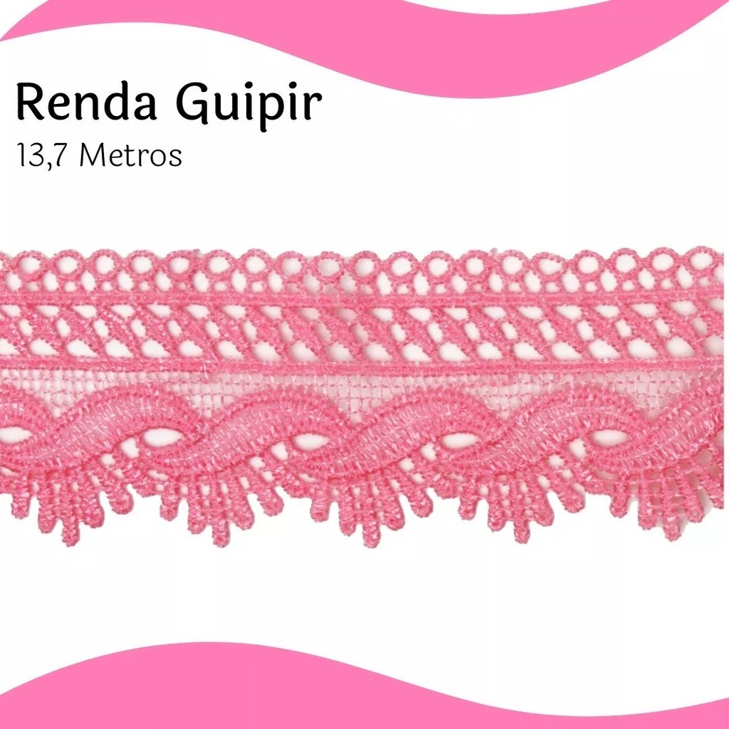 Renda Guipir CHL-589 - 5.0 Cm -  Rolo C/13.7 Metros Cor:Rosa-Chiclete