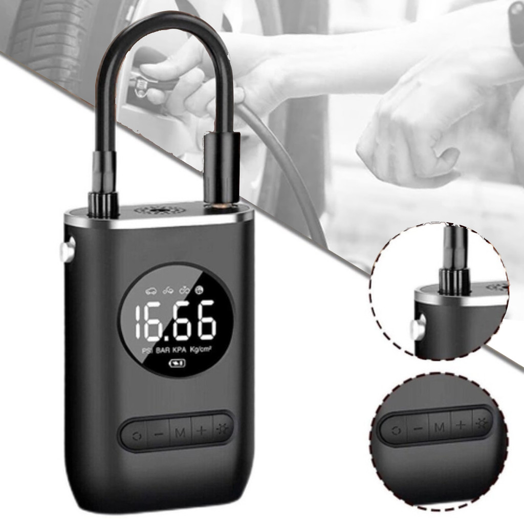Calibrador Digital De Pneu Carro Bike Bomba De Ar Sem Fio Mini Compressor