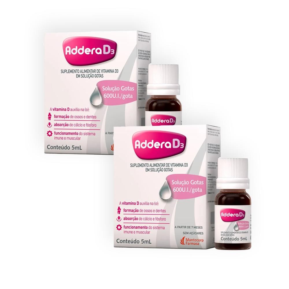 Kit Vitamina D Addera D3 600Ui Gotas Com 5Ml em Oferta na Shopee