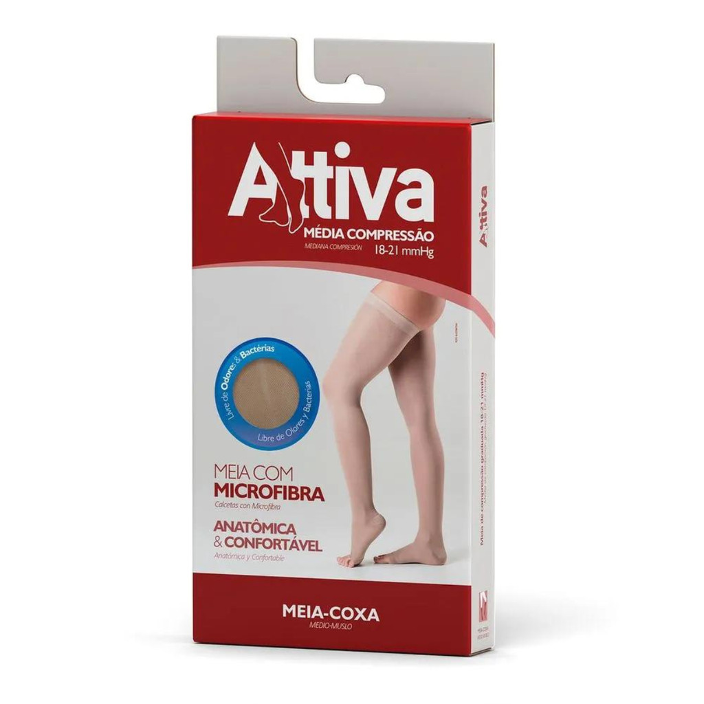 MEIA COXA COMPRESSIVA SIGVARIS NATURAL ESCURO PONTEIRA ABERTA SIGVARIS