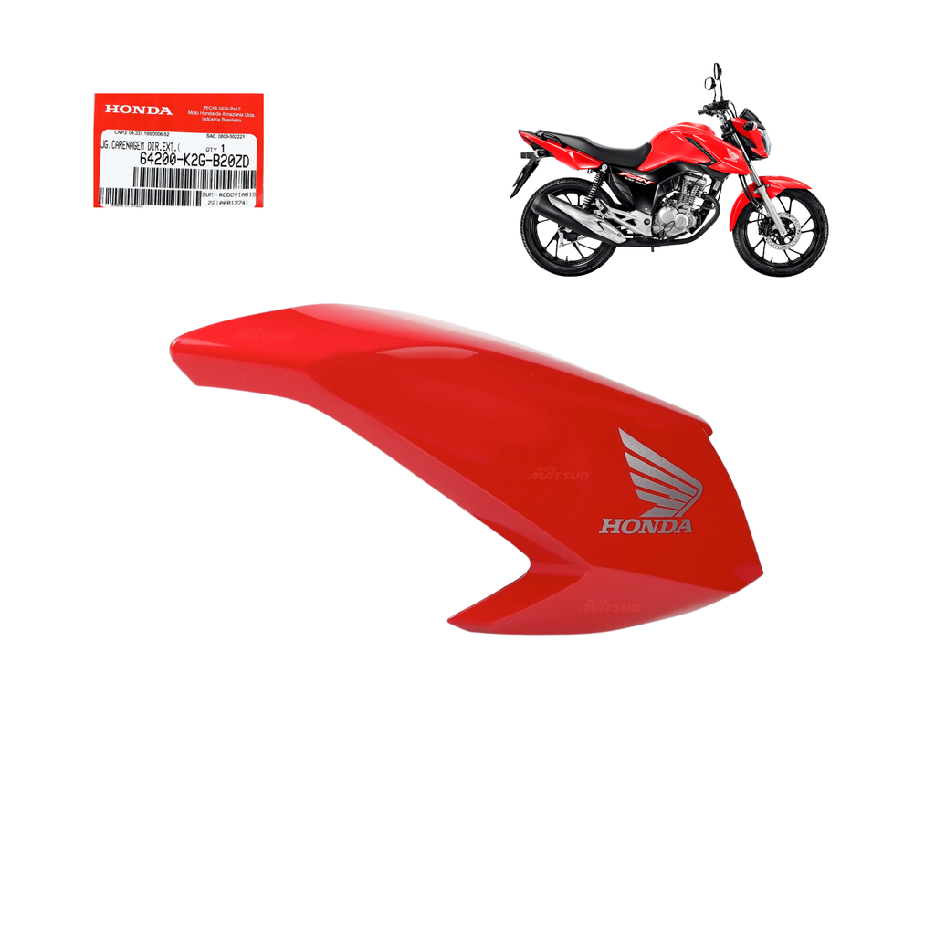 Carenagem Direita Tanque Cg Fan 160 2022 A 2024 Vermelha Original Honda