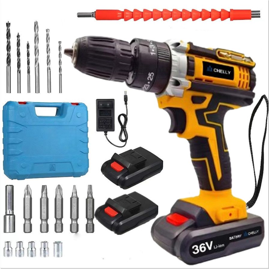 48V Parafusadeira/Furadeira Kit Maleta COM DUAS BATERIAS Kit de 28pcs Parafusadeira Furadeira Com Impacto Profissional