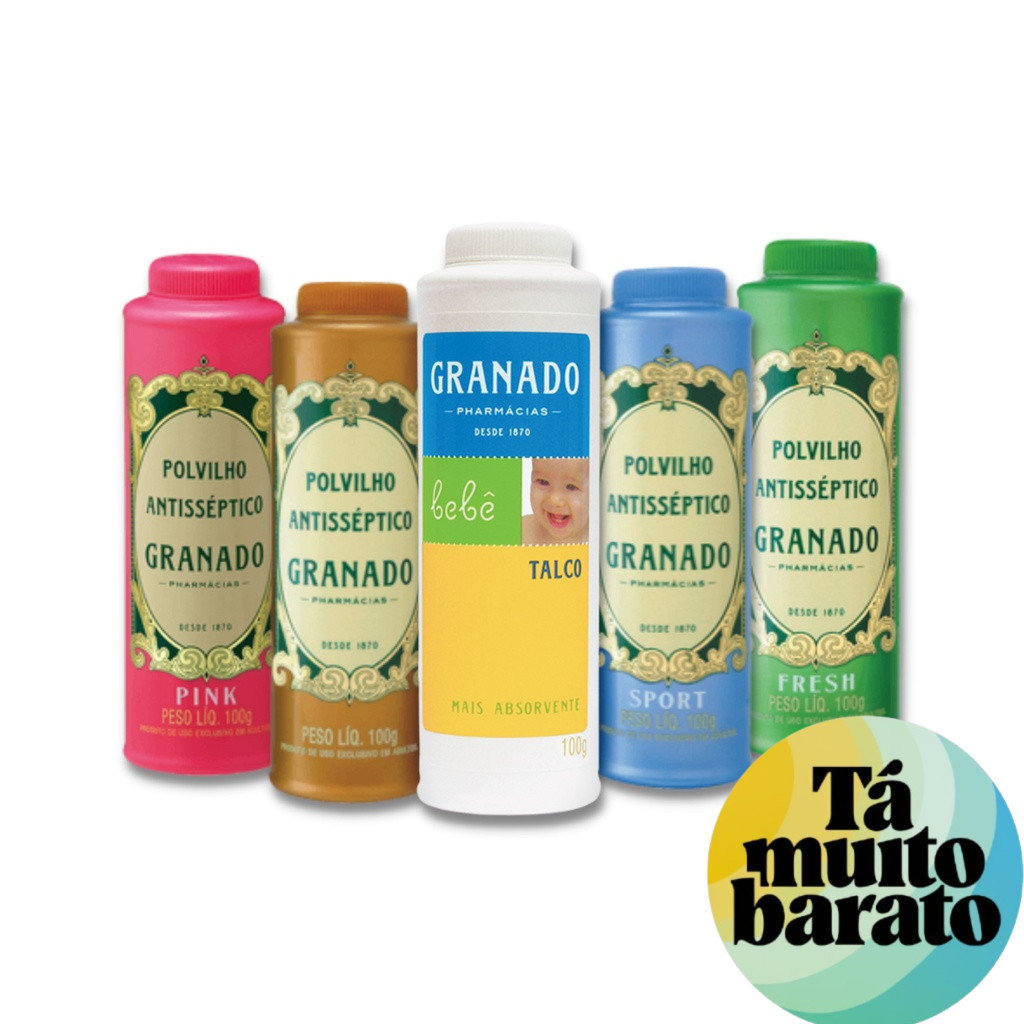 Talco Antisséptico Granado 100 g — Bebê | Polvilho | Sport | Fresh ou Pink