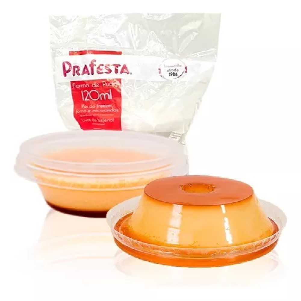 60un Forma de Pudim 120ml com Tampa Freezer pode ir ao Freezer e Forno
