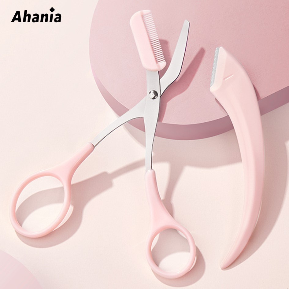 Ahania Conjunto Navalha E Tesoura Para Sobrancelha, Tesoura Anti-riscos Com Pente, Para Sobrancelhas em Oferta na Shopee