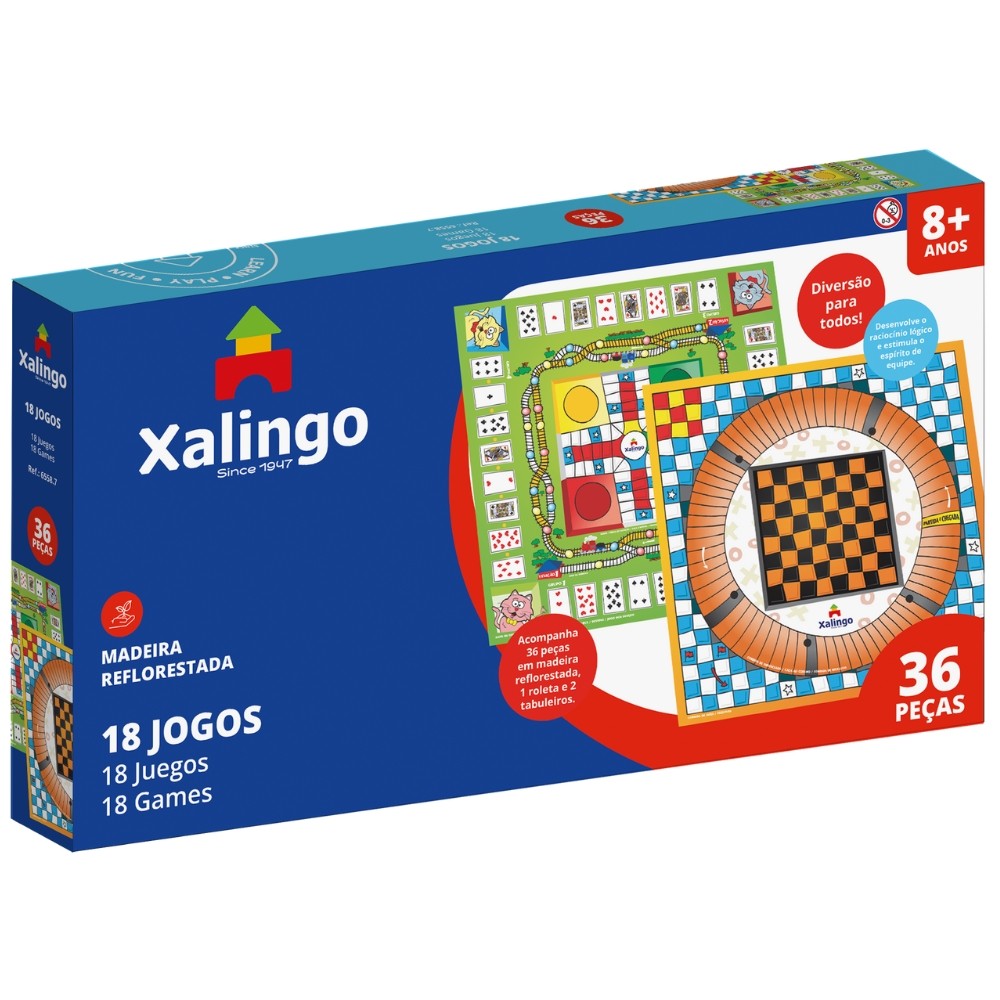 DOIS TABULEIROS 18 JOGOS 36 PEÇAS MADEIRA REFLORESTADA XALINGO DAMA INDIANO VELHA FERROVIA FAMÍLIA em Oferta na Shopee